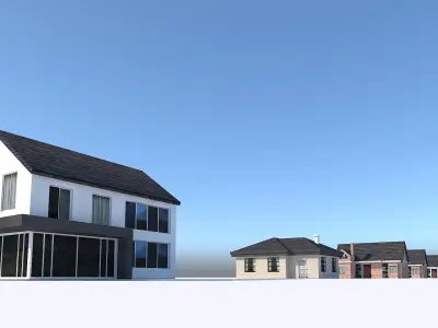 5 Village house villas Low-poly 3D model
