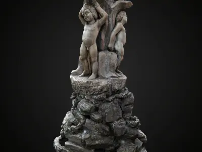 Water fountain sculpture Low-poly 3D model