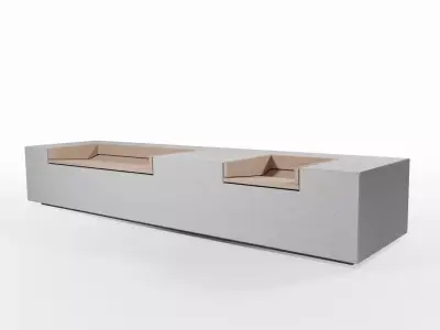 Concrete Outdoor Bench Low-poly 3D model