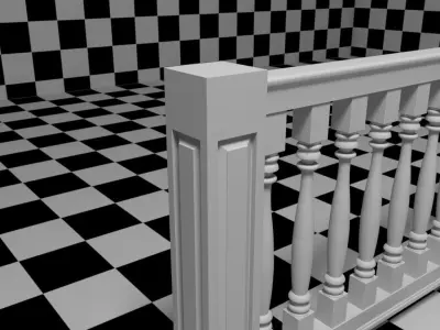 Exterior Railing - White Vinyl - Style 10 3D model