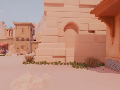 Desert Oasis Village Low-poly 3D model