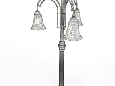 Classic Post Light with three arms 3D model