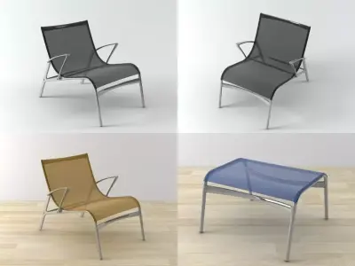 A 438 four different chairs and stool 3D model