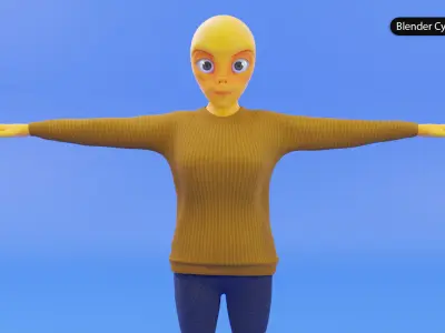 Cute Alien Female Character 3D model