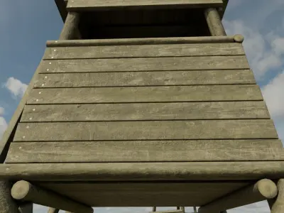 Wooden High Seat For Hunting Low-poly 3D model