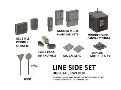 LINE-0036 Line side detail set for Sweden H0-scale 24 items 3D print model