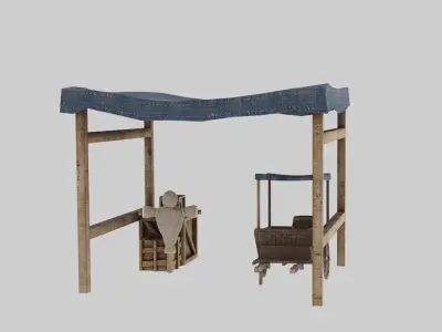Medieval Stall Low-poly 3D model