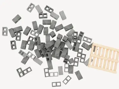 concrete bricks pallet 2 3D model