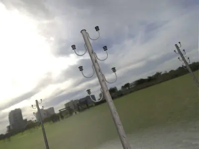 Wood Electricity Pylon With Ladder - Object 008 Low-poly 3D model