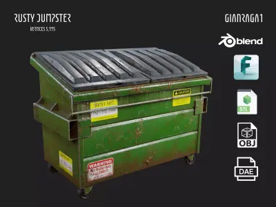 Rusty Dumpster Low-poly 3D model buy