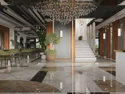 Restaurant And Out Door Caffe  Low-poly 3D model