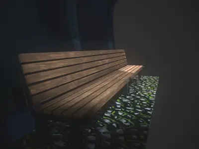  Low-Poly Bus Stop Bench Low-poly 3D model