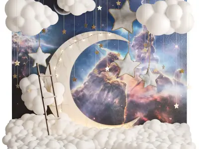 Decor for a children room in the style of space 3D model