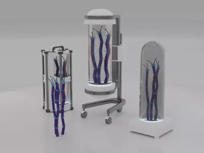 Sci-Fi alien plant with lab containers equipment set K Low-poly 3D model