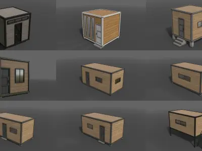 PBR Container and Shed House - 92 Models 3D Model Pack