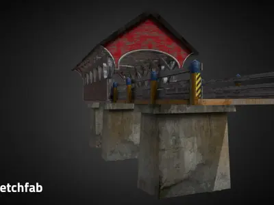 Modular Covered Bridge  Low-poly 3D model