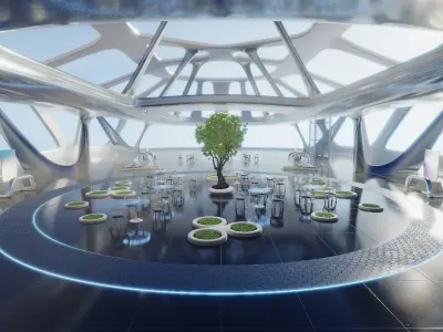  Exhibition Hall Futuristic Interior Unity Low-poly 3D model