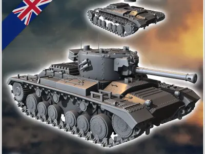 Valentine Mark Mk XI infantry tank - UK United WW2 Kingdom Briti 3D print model V1