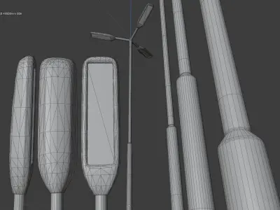 Street Light 3 Galvanized F3 M1 K0 4500 mm Low-poly 3D model