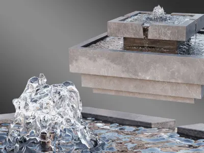 3 Animated Water Fountain Set 3D model