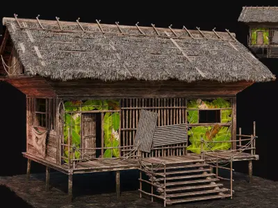 ISLAND 02 with INTERIORS 4K TEXTURES Low-poly 3D model