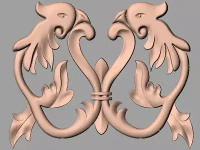 Door design 3D relief model STL format file for CNC carving E673 3D model
