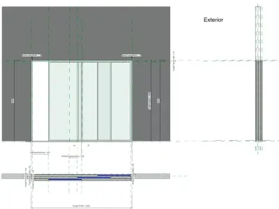 3 Panel Sliding Balcony Door 3D model