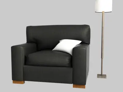 Comfort Square Arm Upholstered Twin Armchair Sleeper 3D model