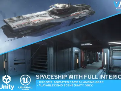 Fenris - Spaceship with Interior Low-poly 3D model