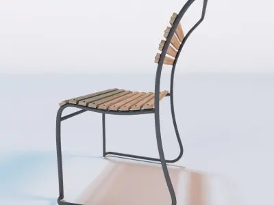1930 s Belgian Stacking Wood Sidechair 3D model