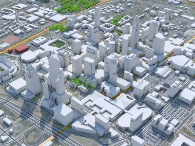 Charlotte Downtown North Carolina USA Low-poly 3D model