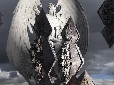 Anubis Gods City Floating Pyramids Kitbash 2 3D model