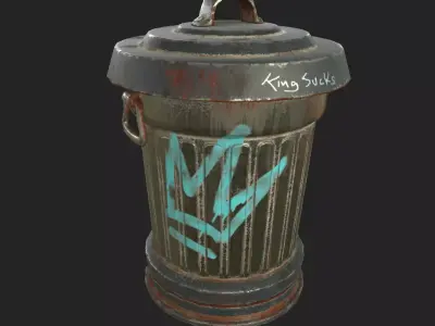 Metal Trash Can Cool stylized Bags Low-poly 3D model Low-poly 3D model