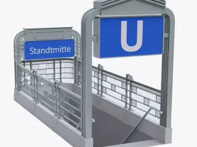  German Berlin Subway Entrance 3D model