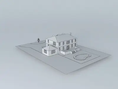 Light Red Brick Mansion Free 3D model