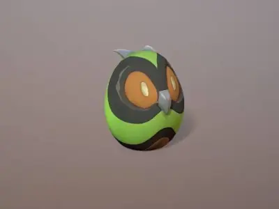 Cartoon ornament table and chair Low-poly 3D model