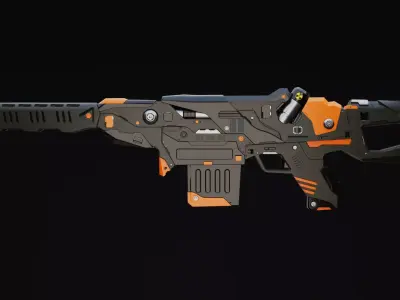 Rainer Rifle Scifi Game Ready Low-poly 3D model