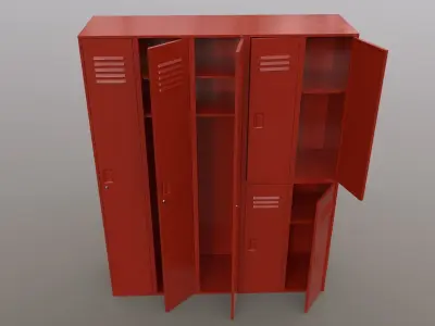 PBR School Gym Locker 07 - Red Low-poly 3D model