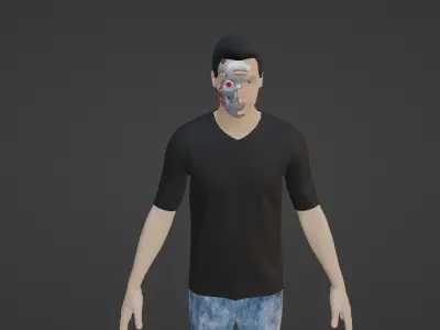 Cyber Character- Robot Man Low-poly 3D model