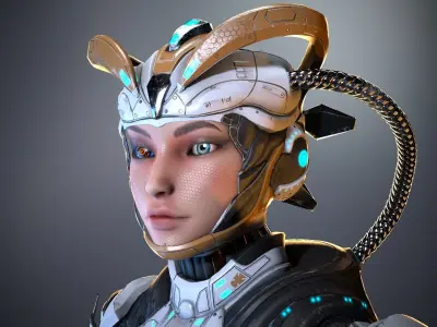 Cyborg cobalt Low-poly 3D model