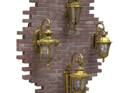 Retro Outdoor Wall Lanterns Low-poly 3D model