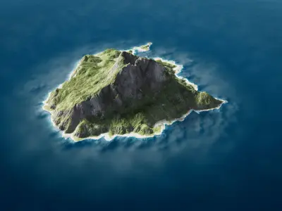 Volcano Island Low-poly 3D model