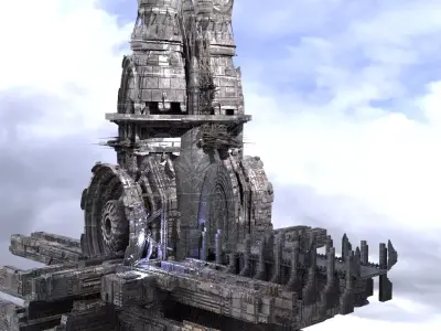Steampunk Temple Sci Fi Tower 3D model