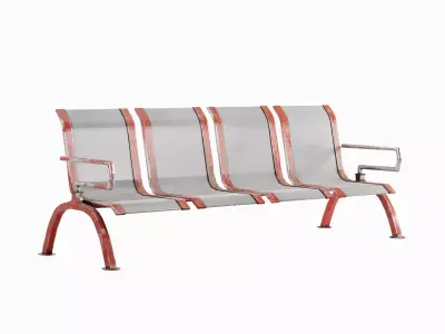 Public Bench Set Low-poly 3D model