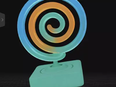Abstract Neon Spiral Sculpture 3D model