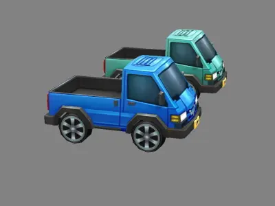 Cartoon light truck cart Low-poly 3D model