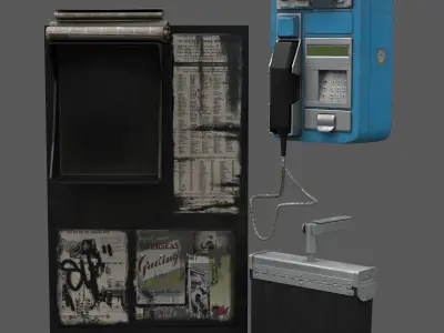 Phone Booth - Telephone Cabin Low-poly 3D model