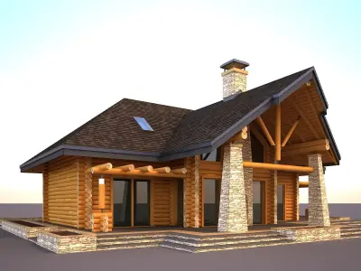 Wood house model 3d dom56 3D model 3D model 3D model