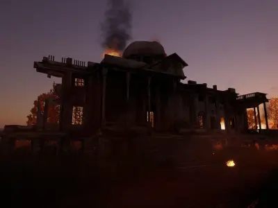 CAPITOL IN FLAMES Low-poly 3D model