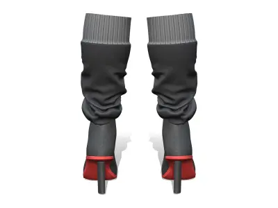 Sci-fi Wrinkled  Midcalf High Heel Boots Low-poly 3D model